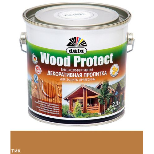 Пропитка декоративная для защиты древесины Dufa Wood Protect тик 2,5 л