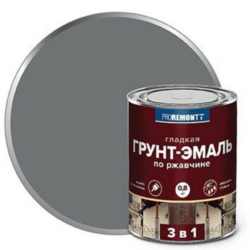 Грунт-эмаль 3 в 1 Proremontt быстросохнущая серая матовая 0,8 кг