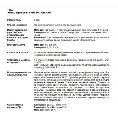Текс супербелая краска для потолка Профи 1,8 л