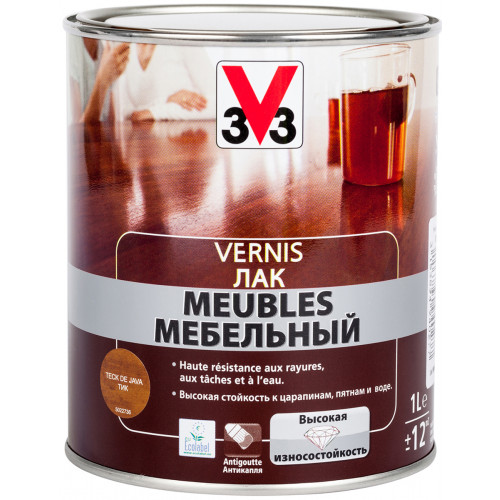 Акриловый лак мебельный V33 Vernis Meubles цвет тиковое дерево 1 л