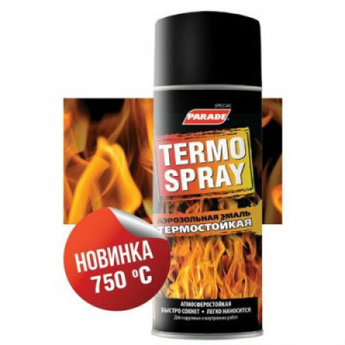Эмаль аэрозольная термостойкая Parade Termo Spray цвет Серебристый 400 мл