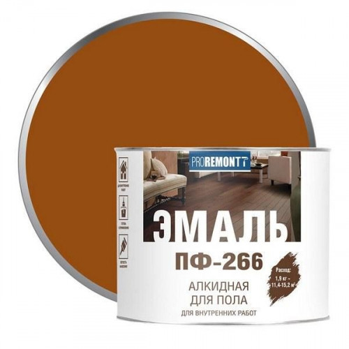 Эмаль ПФ-266 Proremontt желто-коричневая 1,9 кг