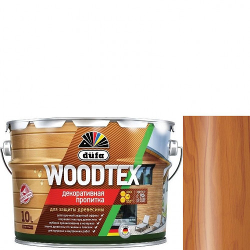 Пропитка декоративная для защиты древесины алкидная Dufa Woodtex тик 10 л