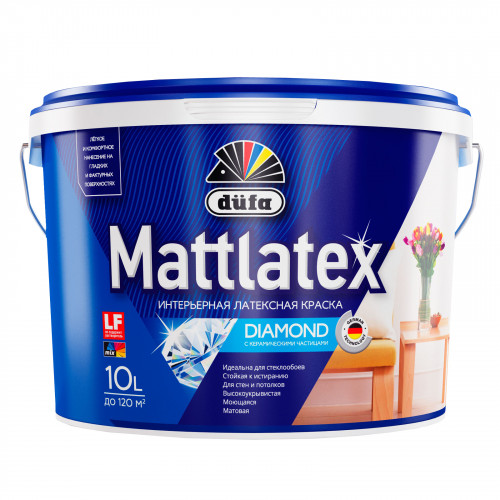 Краска для стен и потолков для влажных помещений латексная Dufa Mattlatex D100 матовая База 1 10 л