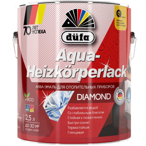 Эмаль для радиаторов водоразбавляемая Dufa Aqua-Heizkorperlack глянцевый 2,5 л