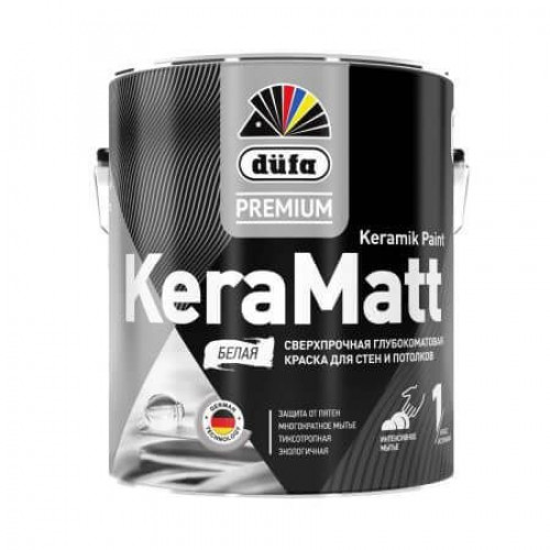 Краска для стен и потолков сверхпрочная Dufa Premium KeraMatt Keramik Paint глубокоматовая База 3 0,9 л