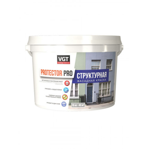 Краска фасадная структурная VGT Protektor Pro 15 кг