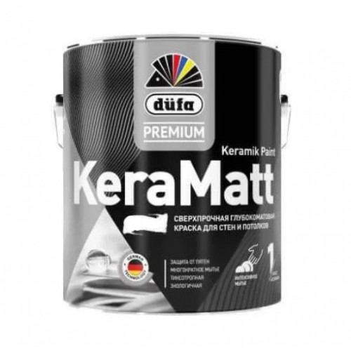 Краска для стен и потолков сверхпрочная Dufa Premium KeraMatt Keramik Paint глубокоматовая База 3 2,5 л