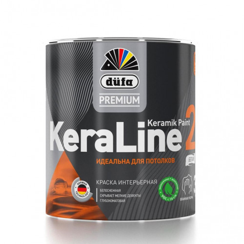 Краска для потолков Dufa Premium KeraLine Keramik Paint 2 глубокоматовая База 1 0,9 л