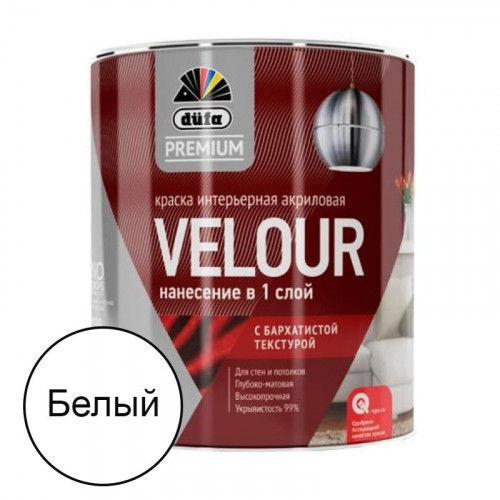 Краска для стен и потолков Dufa Premium Velour интерьерная глубокоматовая База 1 0,9 л