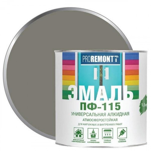 Эмаль ПФ-115 Proremontt Серый 1,9 кг