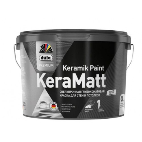 Краска для стен и потолков сверхпрочная Dufa Premium KeraMatt Keramik Paint глубокоматовая База 1 2,5 л