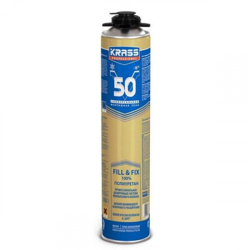 Пена монт Krass Professional V50 пистолетная Зима 0,75 л Польша