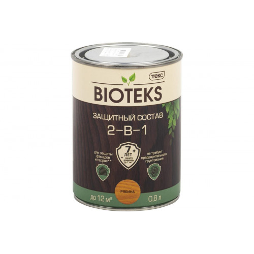 Текс BIOTEKS защитный состав 2-в-1 для наружных работ рябина 0,8 л