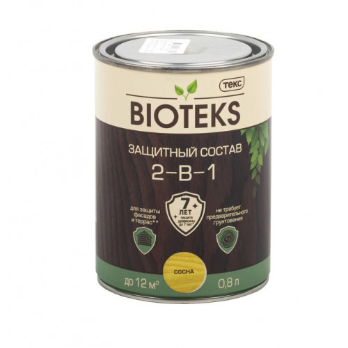 Текс BIOTEKS защитный состав 2-в-1 для наружных работ сосна 0,8 л