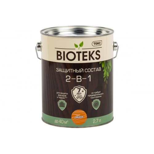 Текс BIOTEKS защитный состав 2-в-1 для наружных работ рябина 2,7 л