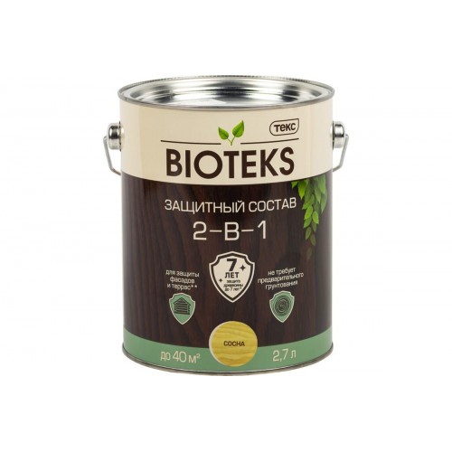 Текс BIOTEKS защитный состав 2-в-1 для наружных работ сосна 2,7 л