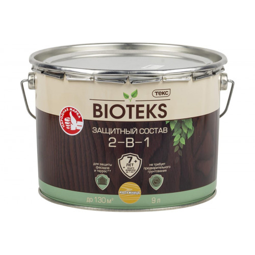 Текс BIOTEKS защитный состав 2-в-1 для наружных работ калужница 9 л