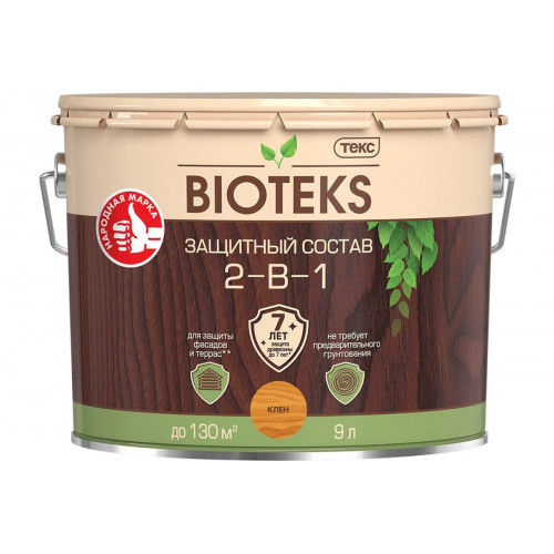 Текс BIOTEKS защитный состав 2-в-1 для наружных работ клен 9 л