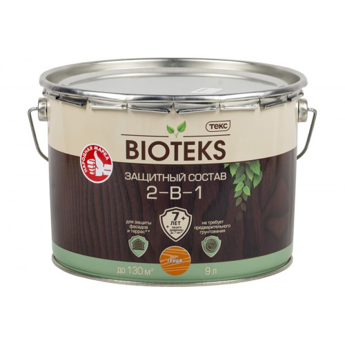 Текс BIOTEKS защитный состав 2-в-1 для наружных работ груша 9 л