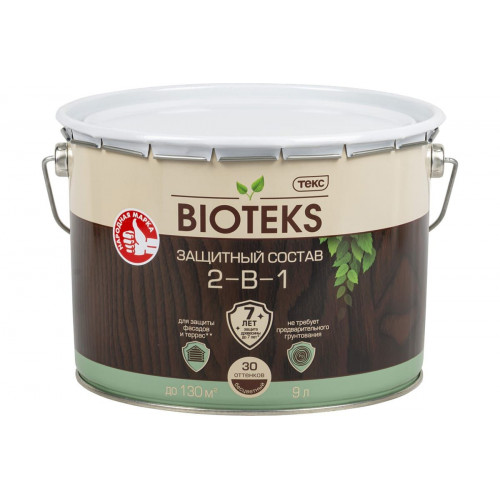 Текс BIOTEKS защитный состав 2-в-1 для наружных работ венге 9 л