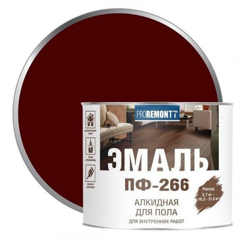 Эмаль ПФ-266 Proremontt красно-коричневая 2,7 кг