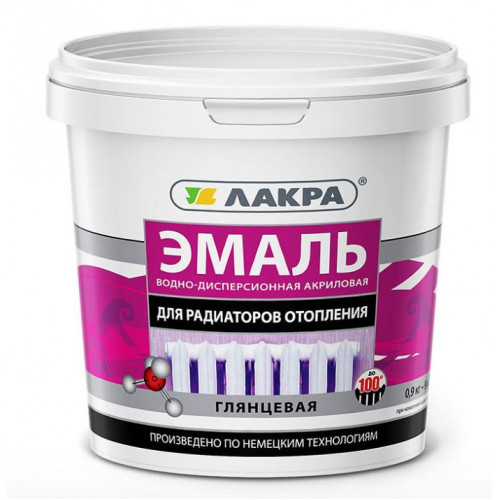 Эмаль акриловая для радиаторов отопления глянцевая Лакра цвет белый 0,9 кг