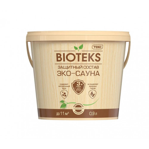 Текс BIOTEKS ЭКО-САУНА защитный состав термостойкий водорастворимый полуматовый 0,9 л