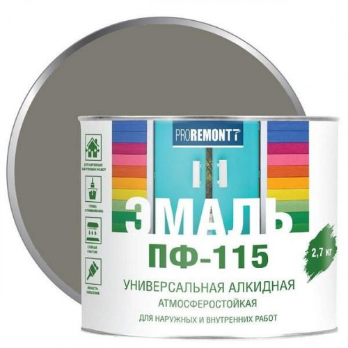 Эмаль ПФ-115 Proremontt Серый 2,7 кг