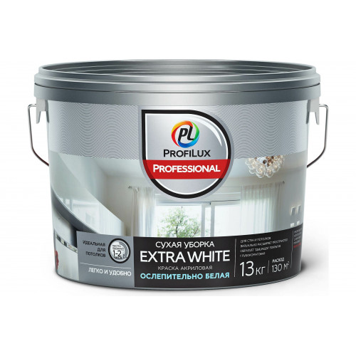 Краска для стен и потолков водно-дисперсионная Profilux Professional Extra white матовая 13 кг