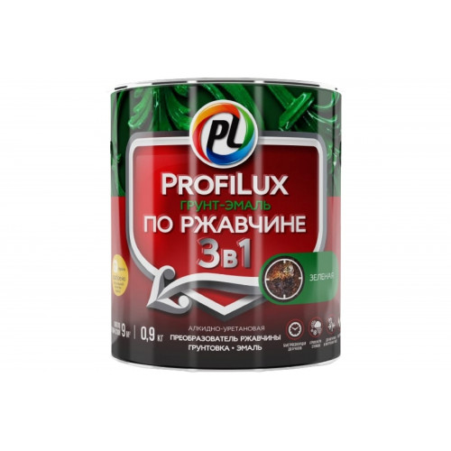 Грунт-эмаль на ржавчину 3 в 1 Profilux полуматовая зелёная 0,9 кг