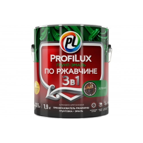 Грунт-эмаль на ржавчину 3 в 1 Profilux полуматовая зелёная 1,9 кг