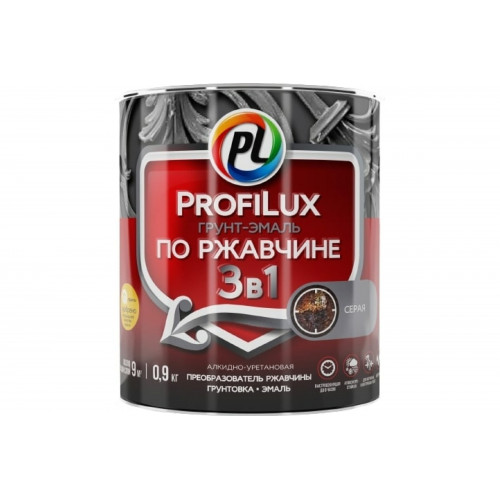 Грунт-эмаль на ржавчину 3 в 1 Profilux полуматовая серая 0,9 кг