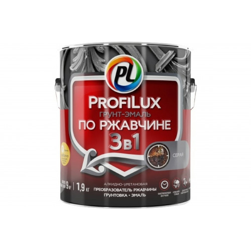 Грунт-эмаль на ржавчину 3 в 1 Profilux полуматовая серая 1,9 кг