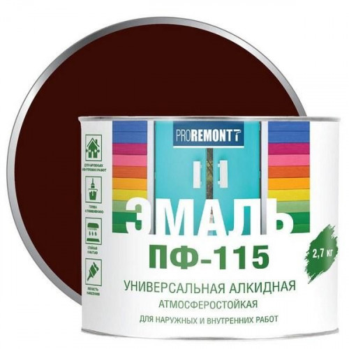Эмаль ПФ-115 Proremontt Шоколадно-коричневый 2,7 кг