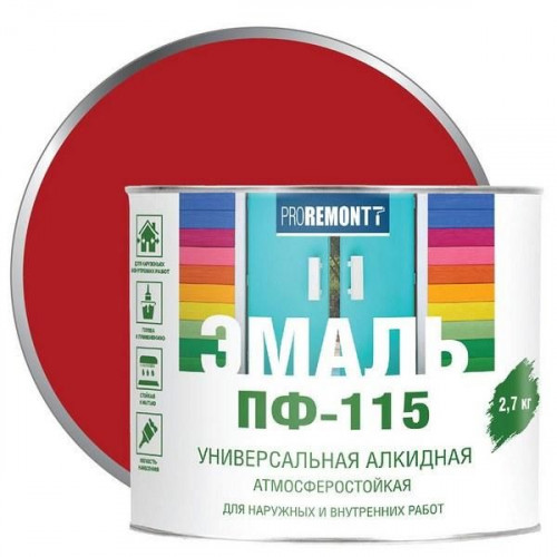 Эмаль ПФ-115 Proremontt Красный 2,7 кг
