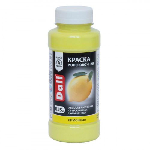 Краска акриловая колеровочная Dali цвет лимонный 0,25 л