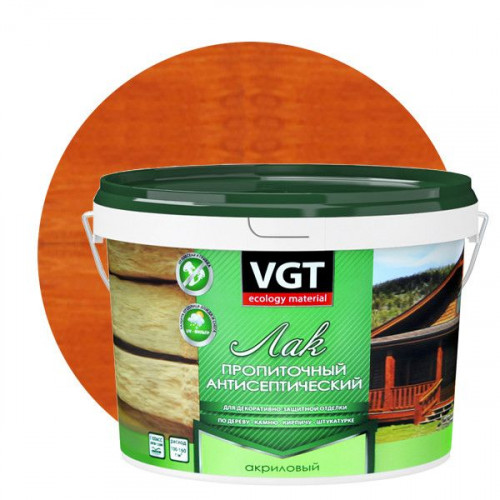 Лак акриловый пропиточный с антисептиком для дерева и камня VGT цвет калужница 2,2 кг