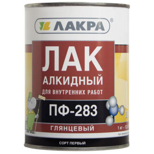 Лак алкидный для внутренних работ Лакра ПФ-283 0,8 кг