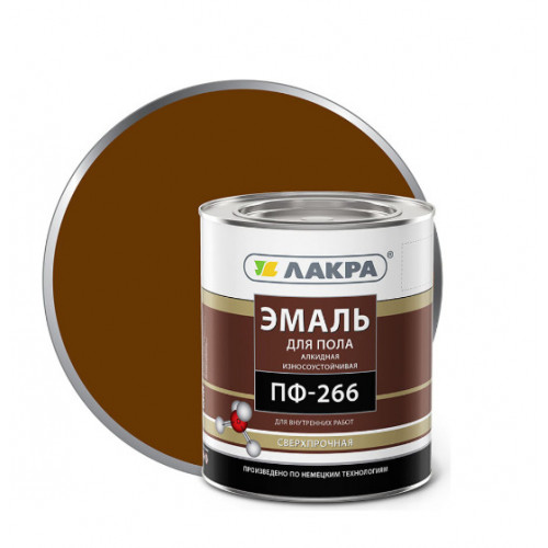 Эмаль алкидная для пола износостойкая Лакра ПФ-266 цвет желто-коричневый 3 кг