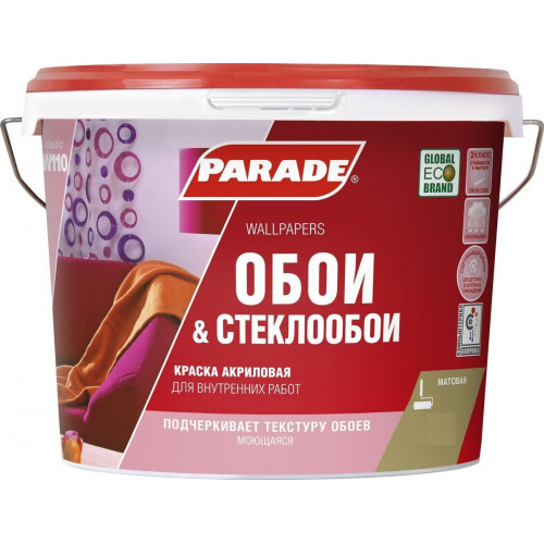 Краска акриловая Parade W110 Обои и Стеклообои База А 5 л