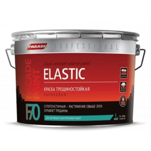 Краска фасадная трещиностойкая Parade F70 Elastic База А 9 л
