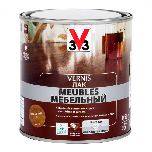 Акриловый лак мебельный V33 Vernis Meubles цвет тиковое дерево 0,5 л