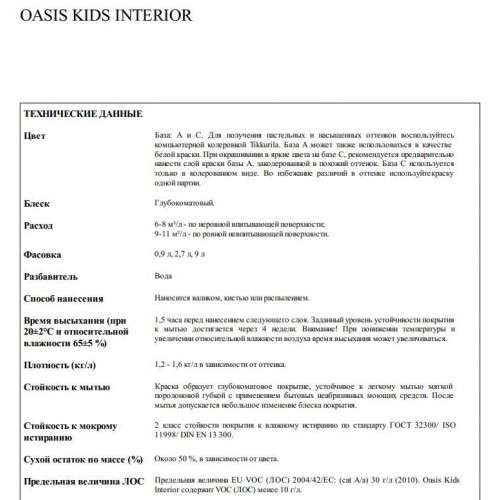 FINNCOLOR OASIS KIDS INTERIOR краска для детских комнат глубокоматовая база C 9 л