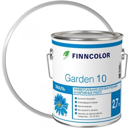 FINNCOLOR GARDEN 10 эмаль алкидная Универсальная для внутренних работ матовая база A 2,7 л