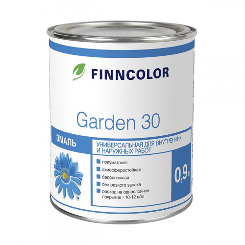FINNCOLOR GARDEN 30 эмаль алкидная Универсальная полуматовая база A 0,9 л