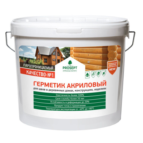 Герметик акриловый межшовный для деревянных конструкций Prosept цвет белый 7 кг