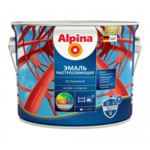 ALPINA эмаль быстросохнущая по ржавчине база 3 шелк-матовый 2,35 л