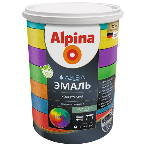 ALPINA AQUA эмаль акриловая шелковисто-матовая База 3 0,864 л