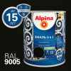ALPINA Эмаль алкидно-уретановая по ржавчине 3 в 1 RAL 9005 черный 0,75 л